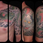 Tattoo Luke Atkinson Snake mikiri arm shoulder